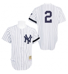 Men's Mitchell and Ness Practice New York Yankees #2 Derek Jeter Authentic White Throwback MLB Jersey