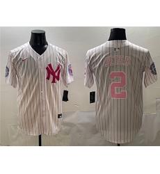 Men's New York Yankees #2 Derek Jeter Pink With Limited Stitched Baseball Jersey