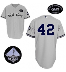 Men's Majestic New York Yankees #42 Mariano Rivera Authentic Grey GMS 