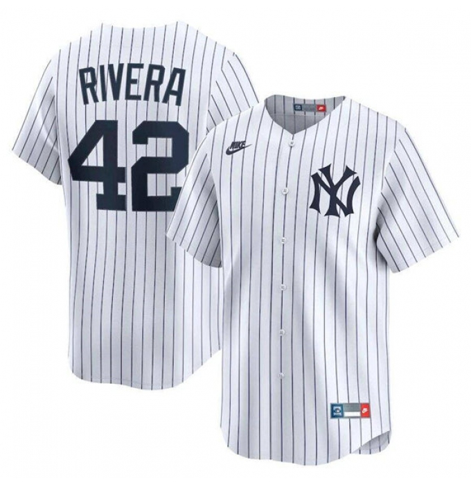 Men's New York Yankees #42 Mariano Rivera White Home Limited Stitched Baseball Jersey