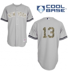 Men's Majestic New York Yankees #13 Alex Rodriguez Authentic Grey USMC Cool Base MLB Jersey