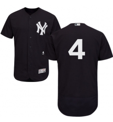 Men's Majestic New York Yankees #4 Lou Gehrig Navy Blue Alternate Flex Base Authentic Collection MLB Jersey