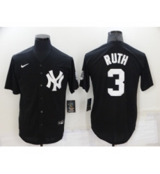 Men's New York Yankees #3 Babe Ruth Black Stitched Nike Cool Base Throwback Jersey