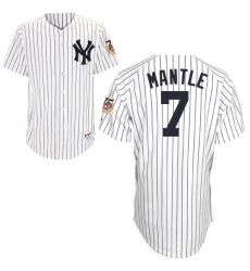 Men's Majestic New York Yankees #7 Mickey Mantle Authentic White 75TH Patch MLB Jersey