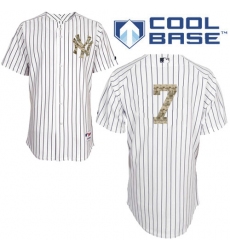 Men's Majestic New York Yankees #7 Mickey Mantle Authentic White USMC Cool Base MLB Jersey