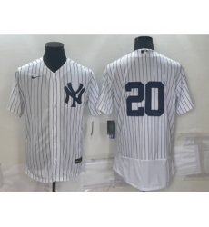 Men's New York Yankees #20 Jorge Posada White No Name Stitched MLB Flex Base Nike Jersey