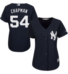Women's Majestic New York Yankees #54 Aroldis Chapman Authentic Navy Blue Alternate MLB Jersey