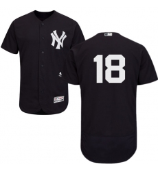 Men's Majestic New York Yankees #18 Don Larsen Navy Blue Alternate Flex Base Authentic Collection MLB Jersey