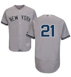 Men's Majestic New York Yankees #21 Paul O'Neill Grey Road Flex Base Authentic Collection MLB Jersey