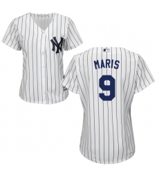 Women's Majestic New York Yankees #9 Roger Maris Replica White Home MLB Jersey