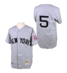 Men's Mitchell and Ness 1939 New York Yankees #5 Joe DiMaggio Replica Grey Throwback MLB Jersey