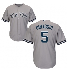 Youth Majestic New York Yankees #5 Joe DiMaggio Authentic Grey Road MLB Jersey