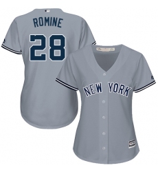 Women's Majestic New York Yankees #28 Austin Romine Authentic Grey Road MLB Jersey