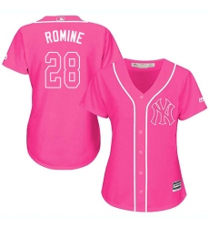 Women's Majestic New York Yankees #28 Austin Romine Authentic Pink Fashion Cool Base MLB Jersey