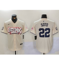 Men's New York Yankees #22 Juan Soto Cream Limited Stitched Baseball Jersey