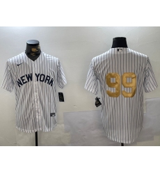 Men's New York Yankees #99 Aaron Judge White Pinstripe Without Name Fashion Cool Base Jersey