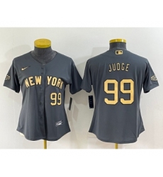 Women's New York Yankees #99 Aaron Judge Number Grey 2022 All Star Stitched Cool Base Nike Jersey