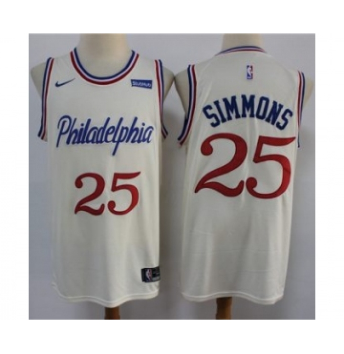 Men's 76ers #25 Ben Simmons Cream New City Edition Swingman Basketball Jersey