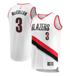 Men's Portland Trail Blazers #3 C.J. McCollum Fanatics Branded White 2020-21 Fast Break Replica Jersey