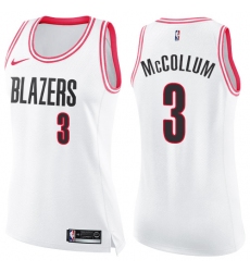 Women's Nike Portland Trail Blazers #3 C.J. McCollum Swingman White/Pink Fashion NBA Jersey
