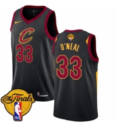 Men's Nike Cleveland Cavaliers #33 Shaquille O'Neal Authentic Black 2018 NBA Finals Bound NBA Jersey Statement Edition