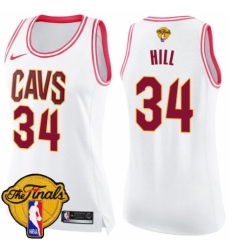 Women's Nike Cleveland Cavaliers #34 Tyrone Hill Swingman White/Pink Fashion 2018 NBA Finals Bound NBA Jersey