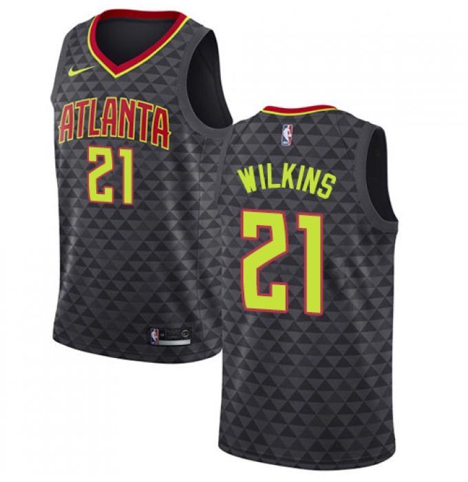 Men's Nike Atlanta Hawks #21 Dominique Wilkins Authentic Black Road NBA Jersey - Icon Edition