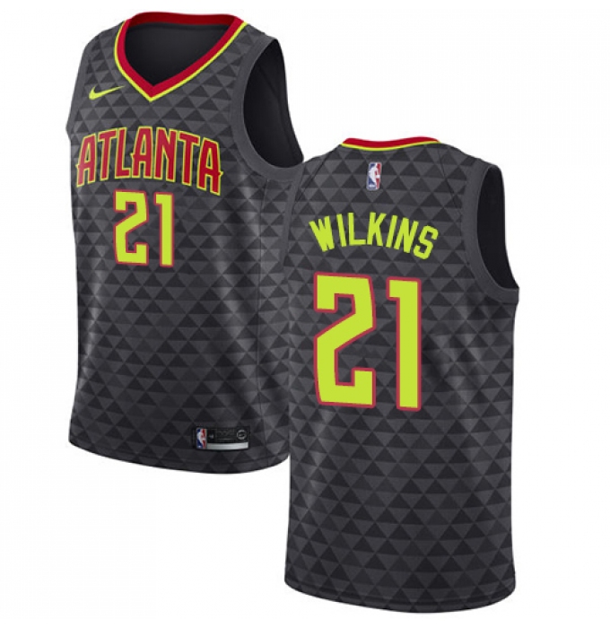 Men's Nike Atlanta Hawks #21 Dominique Wilkins Swingman Black Road NBA Jersey - Icon Edition