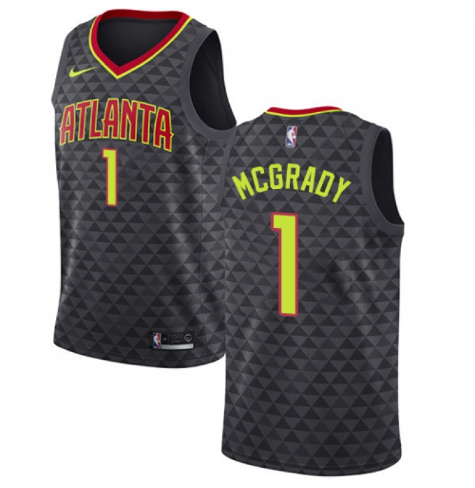 Men's Nike Atlanta Hawks #1 Tracy Mcgrady Authentic Black Road NBA Jersey - Icon Edition