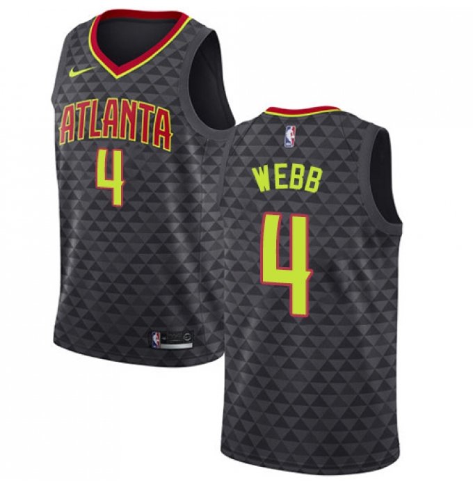 Men's Nike Atlanta Hawks #4 Spud Webb Authentic Black Road NBA Jersey - Icon Edition
