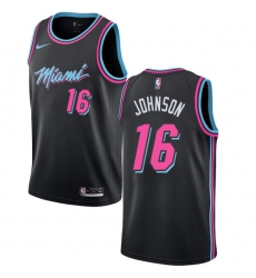 Men's Nike Miami Heat #16 James Johnson Swingman Black NBA Jersey - City Edition