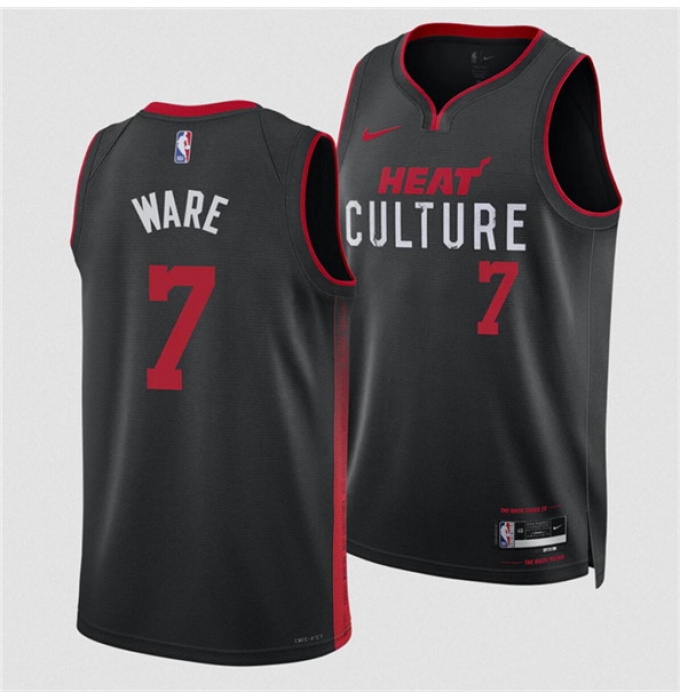 Men's Miami Heat #7 Kel'el Were Black 2024 Draft City Edition Stitched Basketball Jersey