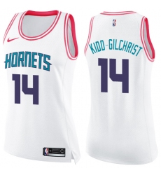 Women's Nike Charlotte Hornets #14 Michael Kidd-Gilchrist Swingman White/Pink Fashion NBA Jersey