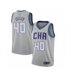 Women's Jordan Charlotte Hornets #40 Cody Zeller Swingman Gray Basketball Jersey - 2019 20 City Edition
