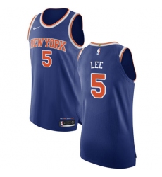 Men's Nike New York Knicks #5 Courtney Lee Authentic Royal Blue NBA Jersey - Icon Edition