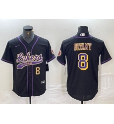 Men's Los Angeles Lakers #8 Kobe Bryant Black Cool Base Stitched Baseball Jerseys