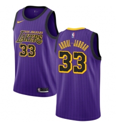 Men's Nike Los Angeles Lakers #33 Kareem Abdul-Jabbar Swingman Purple NBA Jersey - City Edition