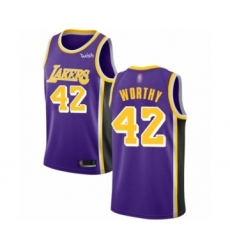 Women's Los Angeles Lakers #42 James Worthy Authentic Purple Basketball Jerseys - Icon Edition