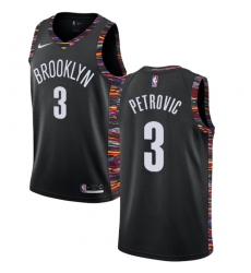 Men's Nike Brooklyn Nets #3 Drazen Petrovic Swingman Black NBA Jersey - 2018 19 City Edition