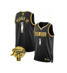 Men's Denver Nuggets #1 Michael Porter Jr. Black 2023 Finals Collection With NO.6 Stitched Basketball Jersey