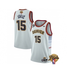 Men's Denver Nuggets #15 Nikola Jokic White 2023 Finals Icon Edition With NO.6 Stitched Basketball Jersey