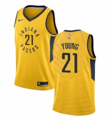 Women's Nike Indiana Pacers #21 Thaddeus Young Swingman Gold NBA Jersey Statement Edition