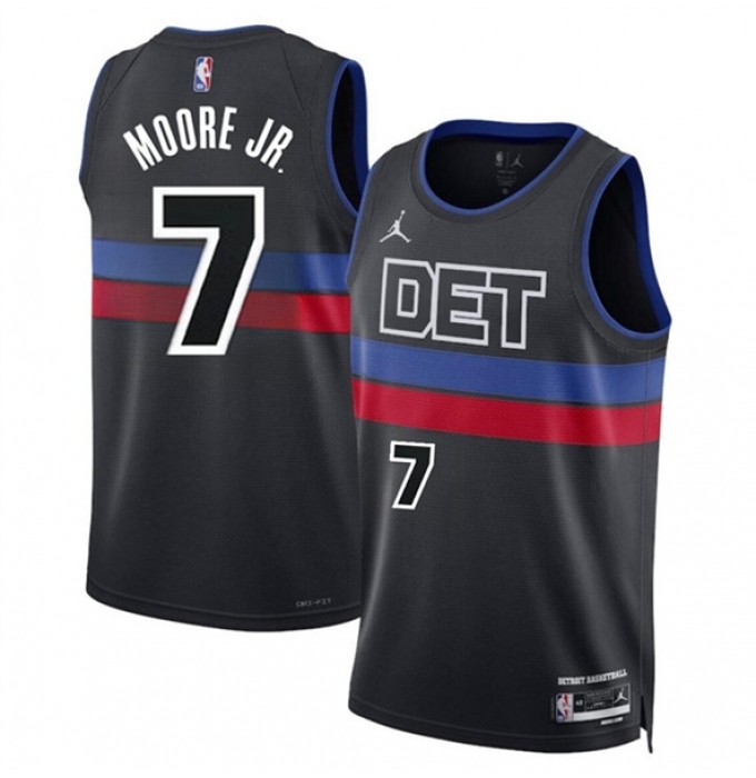 Men's Detroit Pistons #7 Wendell Moore Jr Black 2024 Statement Edition Stitched Jersey
