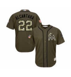 Men's Miami Marlins #22 Sandy Alcantara Authentic Green Salute to Service Baseball Jersey