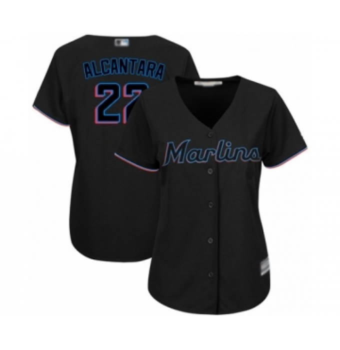 Women's Miami Marlins #22 Sandy Alcantara Authentic Black Alternate 2 Cool Base Baseball Jersey
