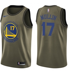 Men's Nike Golden State Warriors #17 Chris Mullin Swingman Green Salute to Service NBA Jersey