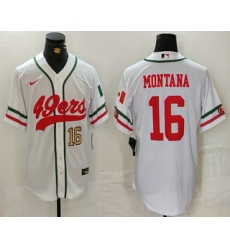 Men's San Francisco 49ers #16 Joe Montana Number White Mexico Cool Base Stitched Baseball Jersey