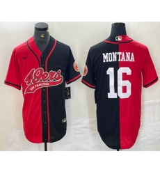 Men's San Francisco 49ers #16 Joe Montana Red Black Two Tone Cool Base Stitched Baseball Jersey