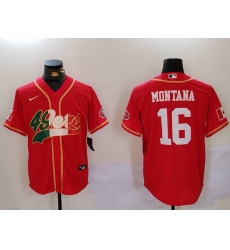 Men's San Francisco 49ers #16 Joe Montana Red With Cool Base Stitched Baseball Jersey