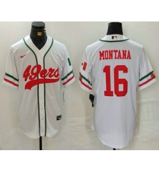 Men's San Francisco 49ers #16 Joe Montana White Mexico Cool Base Stitched Baseball Jersey